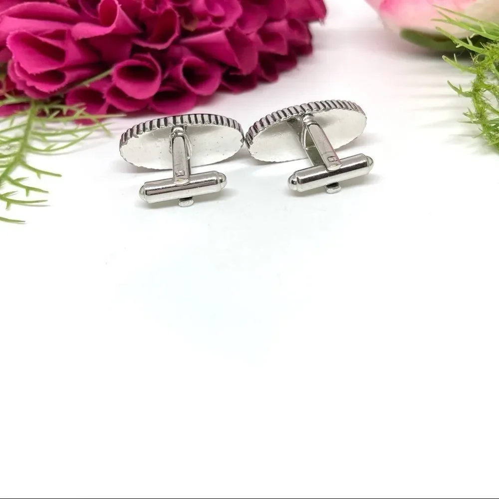 VINTAGE⚜️CUFF LINKS Black Acrylic Detailed Edging - Art Deco Style